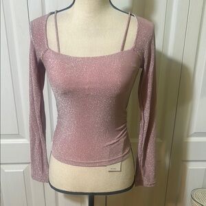 Halara Glittery Pink Long Sleeve Top